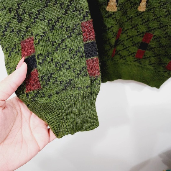 Vintage 90’s Fiii Mens Knit Sweater Green Made in Italy Crewneck Graphic Size L - Picture 3 of 11